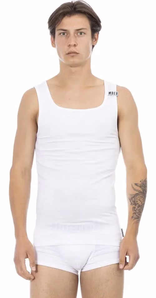 Bikkembergs White Cotton Mens Tank Top