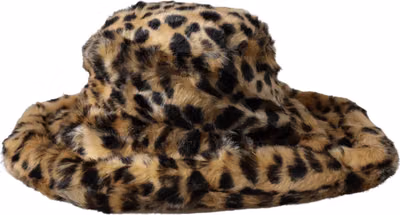 Brown Leopard Fur Women Bucket Hat