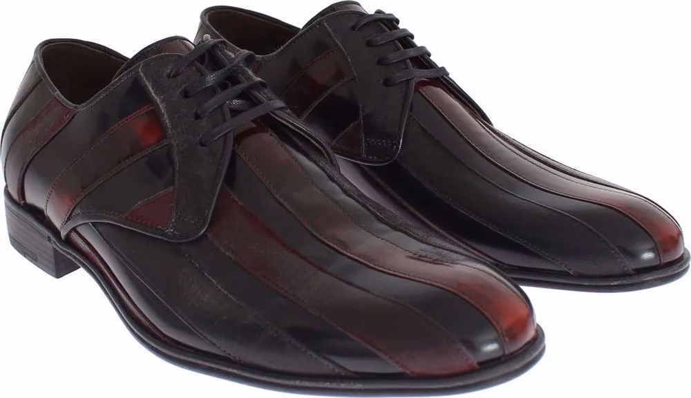 Dolce & Gabbana Black Bordeaux Leather Dress Formal Shoes