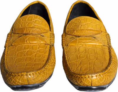 Yellow Leather Slip Mocassin Loafers Shoes