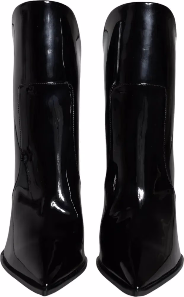 Dolce & Gabbana Black Patent Leather Pointed Ankle Boots Shoes