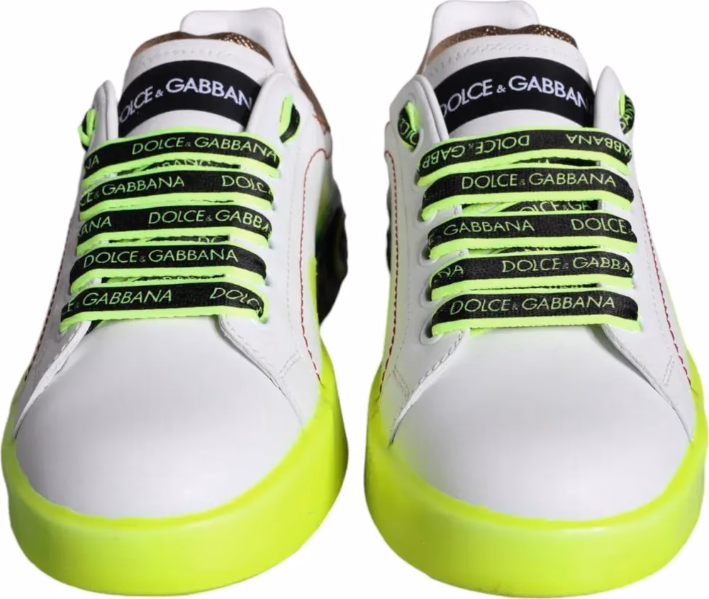 Dolce & Gabbana White Leather Portofino Low Top Sneakers Shoes