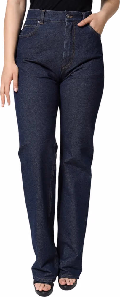Dolce & Gabbana Dark Blue Cotton Stretch Straight Denim Jeans