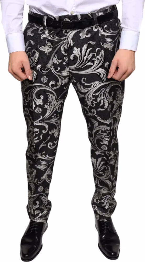 Dolce & Gabbana Black Jacquard Skinny Dress Pants