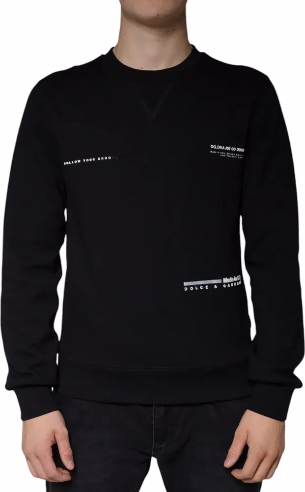 Dolce & Gabbana Black Logo Print CrewNeck Sweatshirt Sweater