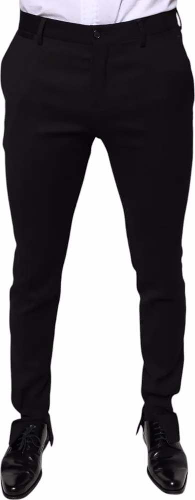 Dolce & Gabbana Black Wool Skinny Formal Dress Pants