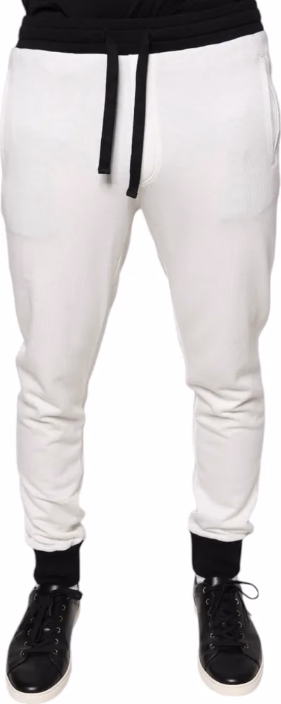 Dolce & Gabbana White Cotton Slim Men Jogger Sweatpants Pants