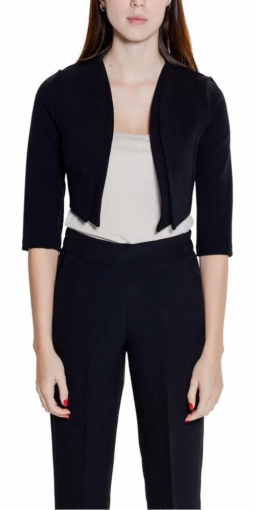 Rinascimento Black Polyester Sleeveless Jacket