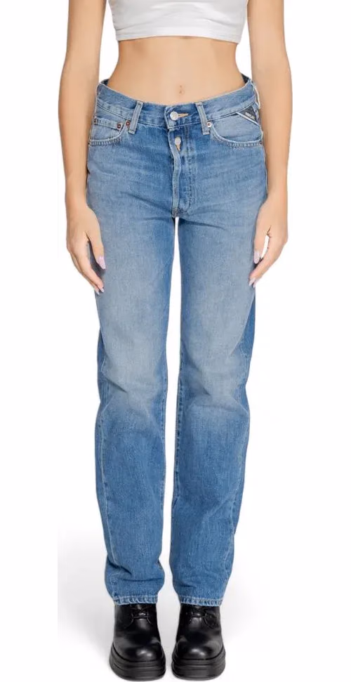 Replay Blue Cotton Mom Jeans