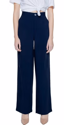 Blue Viscose Casual Pants