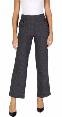 Black Polyester Casual Pants