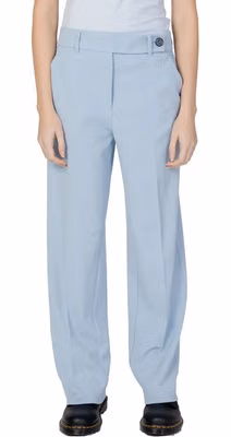 Blue Polyester Casual Pants