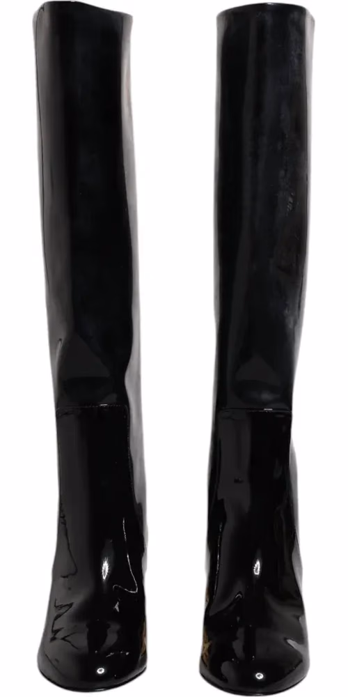 Dolce & Gabbana Black Patent Leather Vally High Boots Shoes