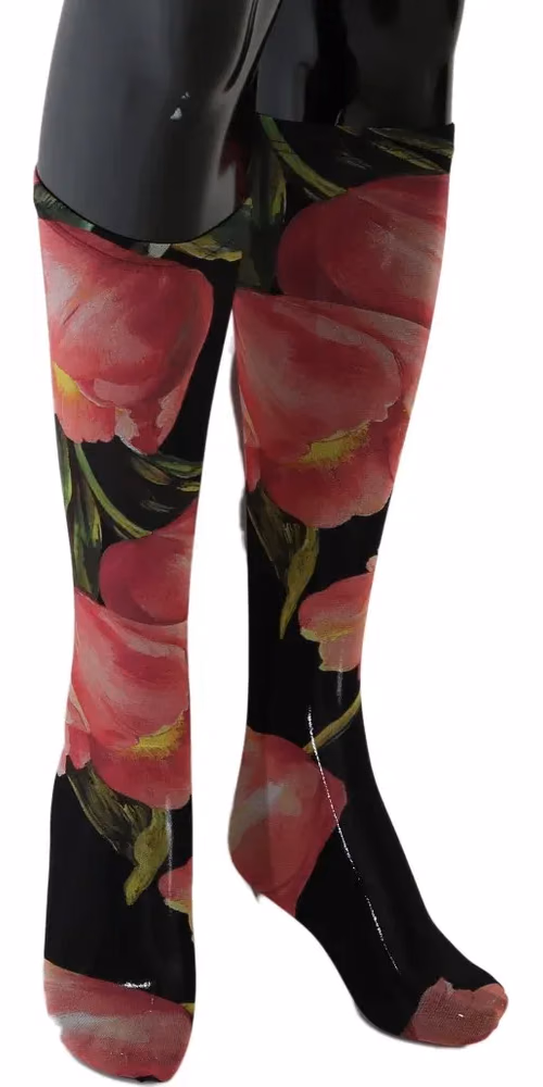 Dolce & Gabbana Multicolor Floral Tulip Nylon Socks
