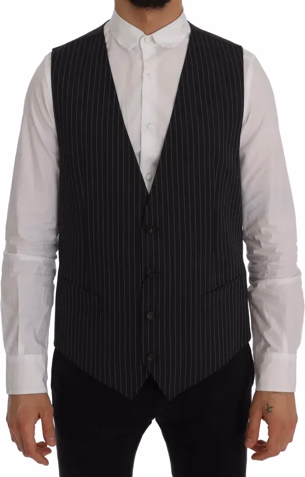 Dolce & Gabbana Gray Wool Stretch Vest