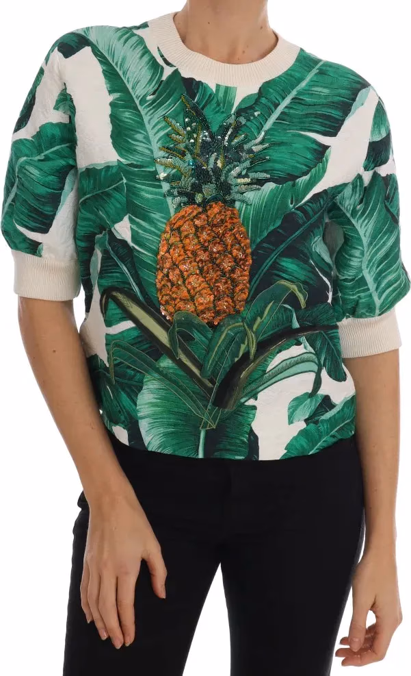 Dolce & Gabbana Pineapple Banana Sequins Crewneck Sweater