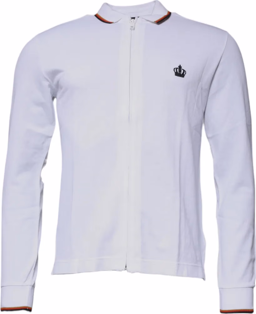 Dolce & Gabbana White Crown Men Full Zip Sweatshirt Sweater