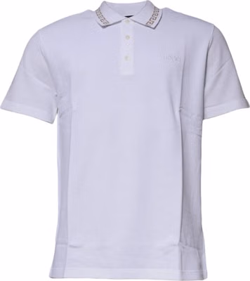 White Viscose Collared Men Polo Short Sleeves T-shirt