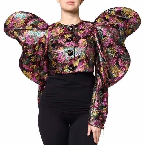 Dolce & Gabbana Multicolor Floral Jacquard Cropped Jacket