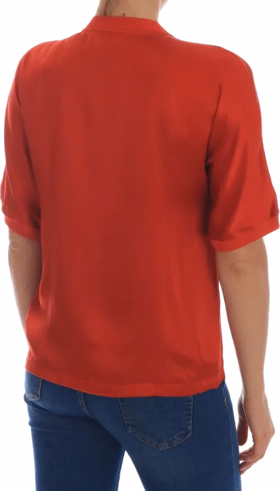 Dolce & Gabbana Red Silk Oranges Floral Crystal Blouse