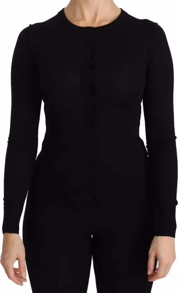 Dolce & Gabbana Black Virgin Wool Long Sleeve Top Blouse Top