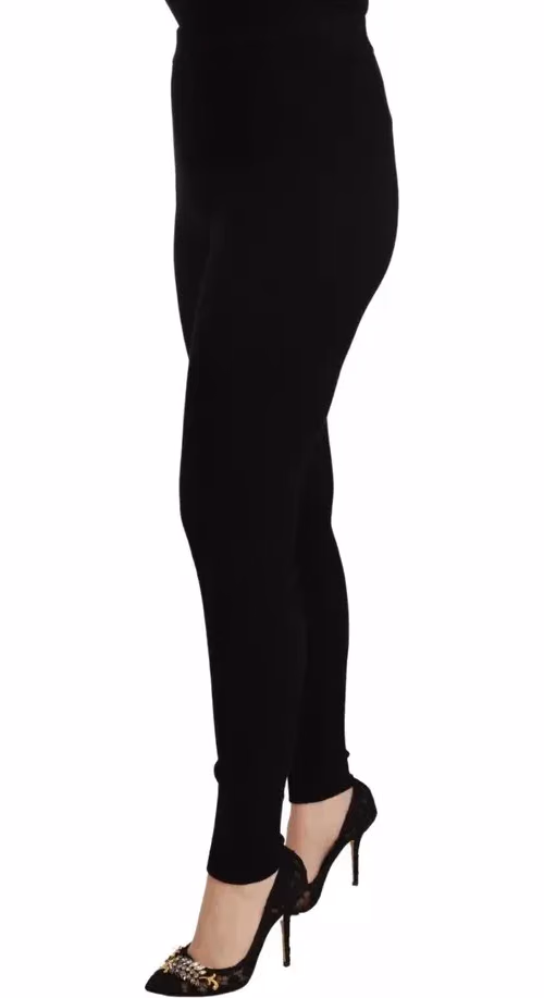 Dolce & Gabbana Black High Waist Stretch Pants Tights