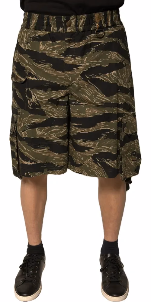 Dolce & Gabbana Black Gold Patterned Cotton Bermuda Shorts