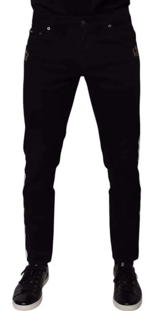 Dolce & Gabbana Black Crown White Lining Skinny Denim Jeans