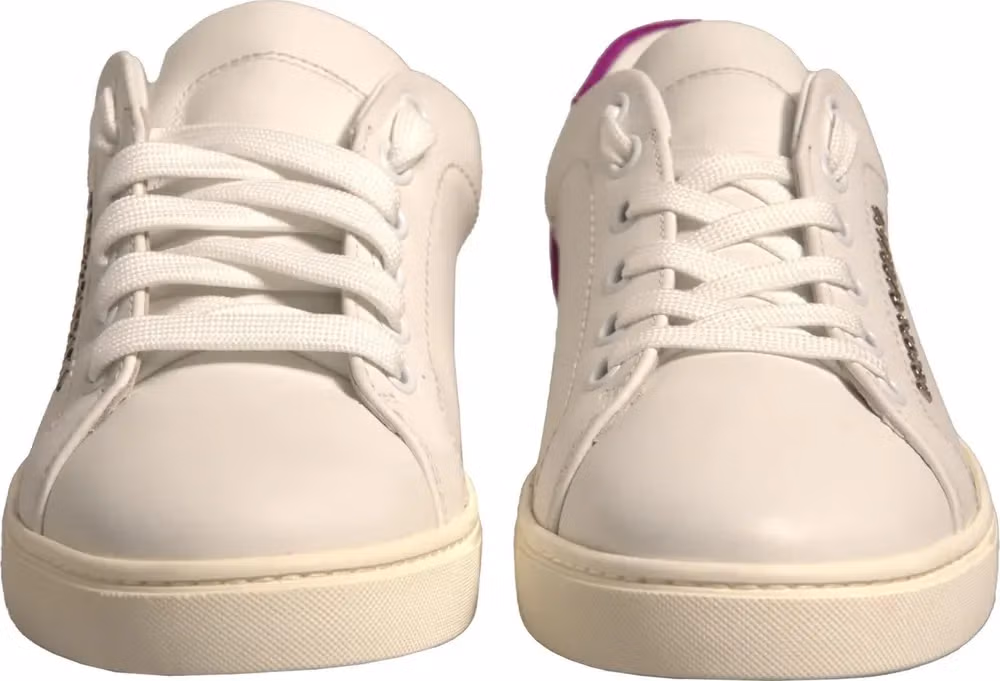 Dolce & Gabbana White Suede Leather Low Top Sneakers Shoes