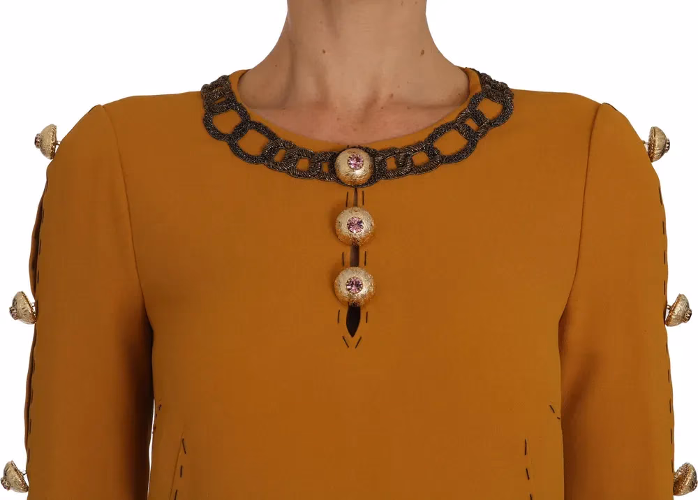 Dolce & Gabbana Brown Mini  Crystal Embellished Dress