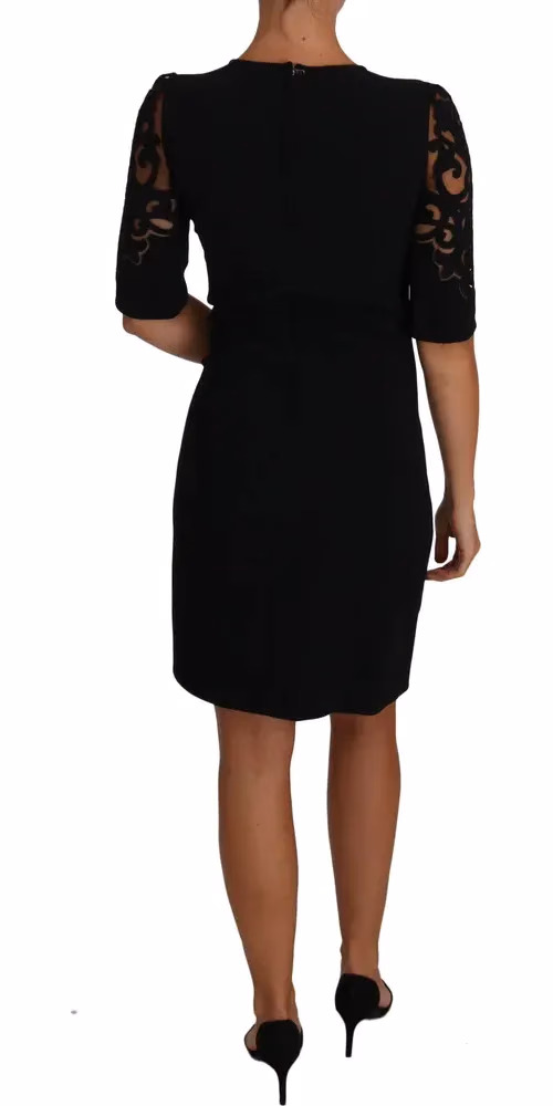 Dolce & Gabbana Black Floral Cut Out Pattern Coctail Dress