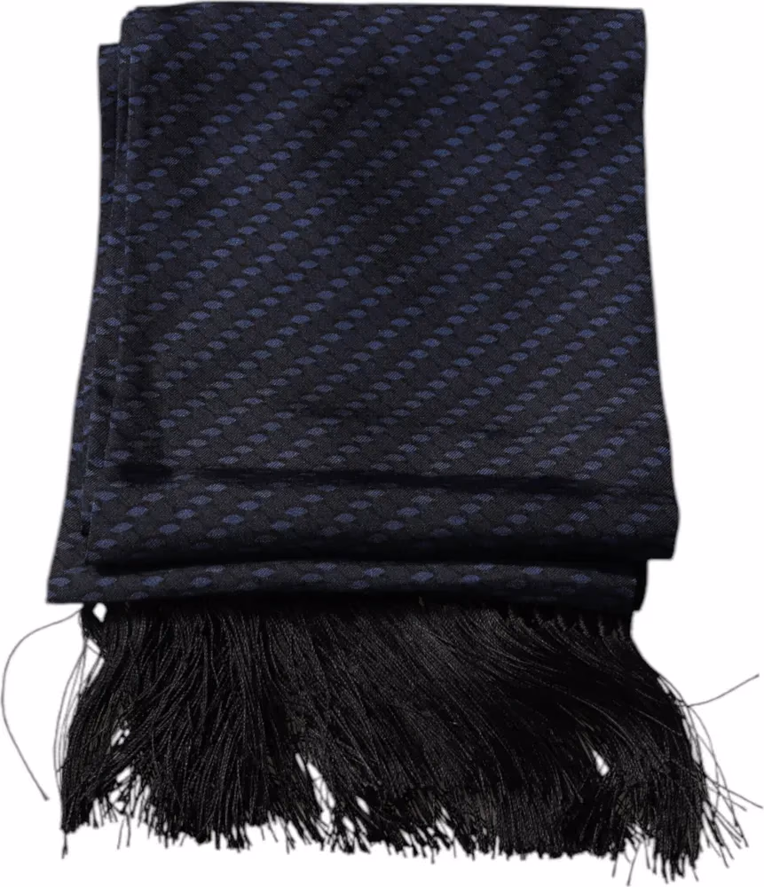Dolce & Gabbana Dark Blue Fantasy Fringes Neck Wrap Scarf