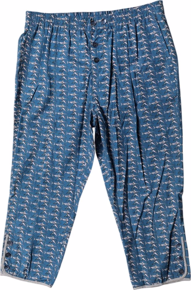 Dolce & Gabbana Blue Shark Print Cropped Beachwear Swimwear