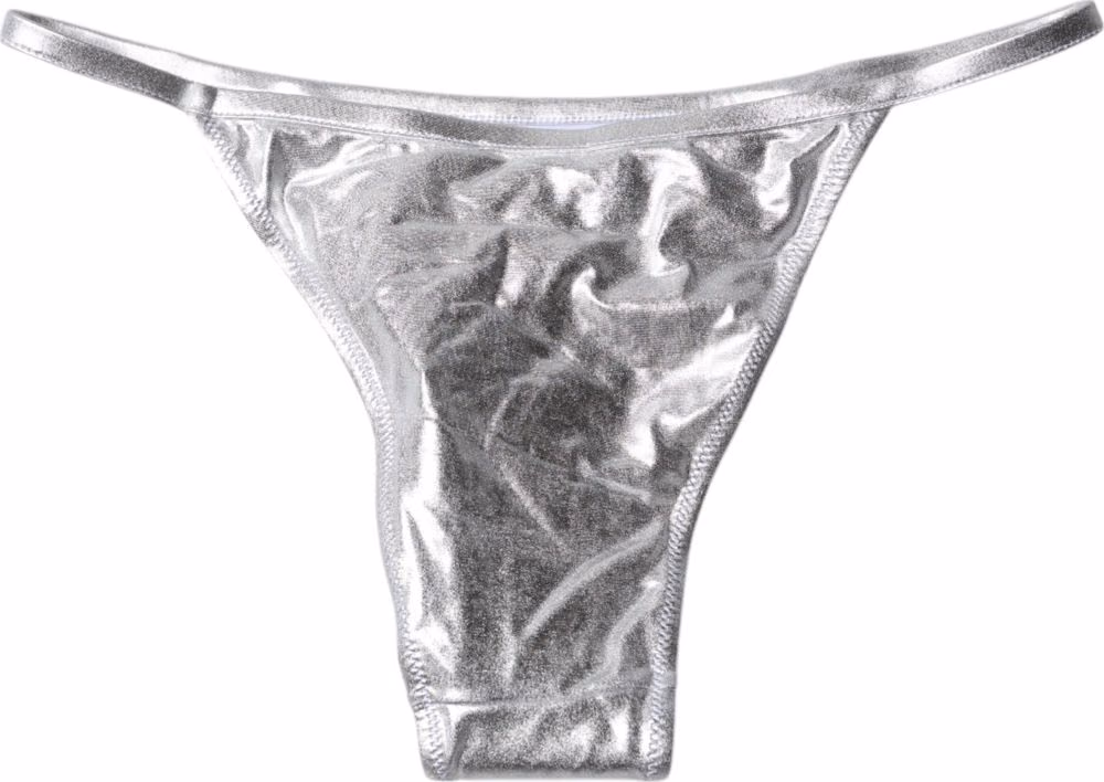Dolce & Gabbana Silver Polyester Beachwear Bikini Bottom Swimwear