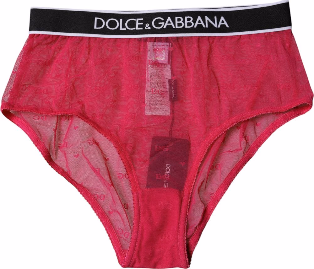 Dolce & Gabbana Fuchsia Tulle Nylon Mid Waist Panty Underwear