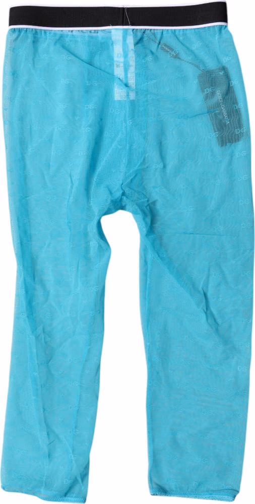 Dolce & Gabbana Light Blue DG Logo Nylon Cropped Tights Underwear