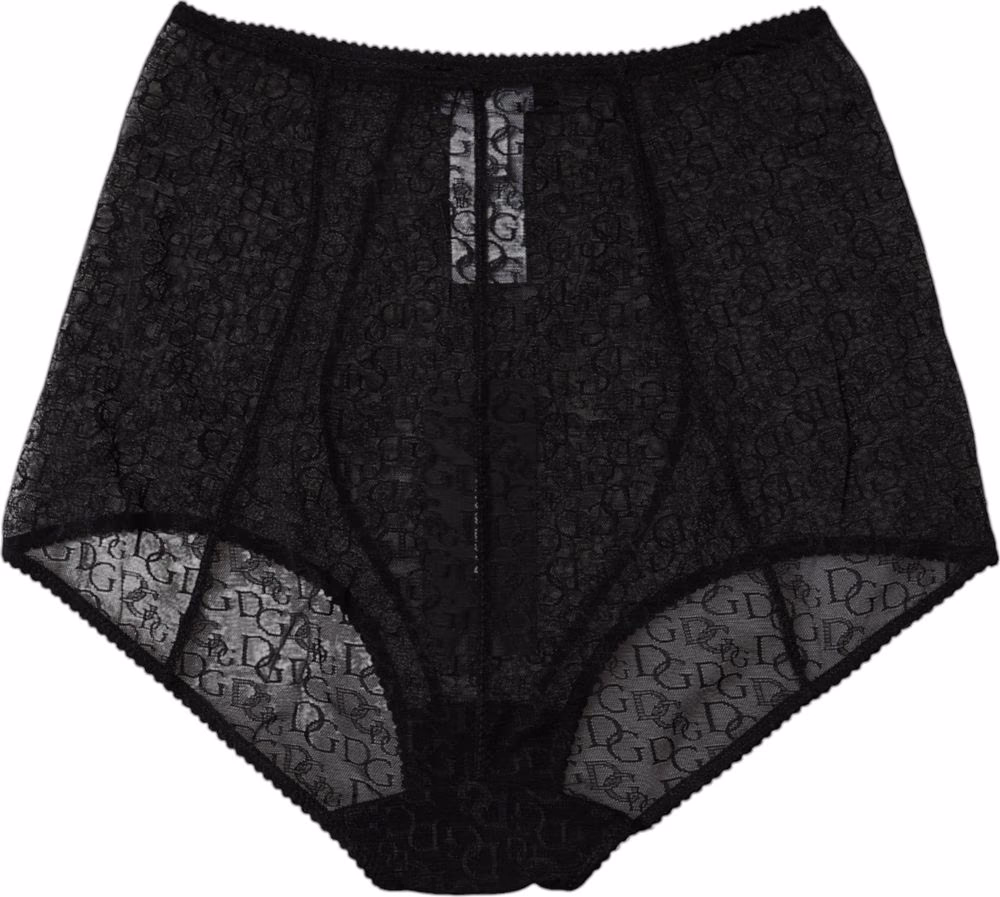 Dolce & Gabbana Black Logo Girdle High Waist Panty Underwear