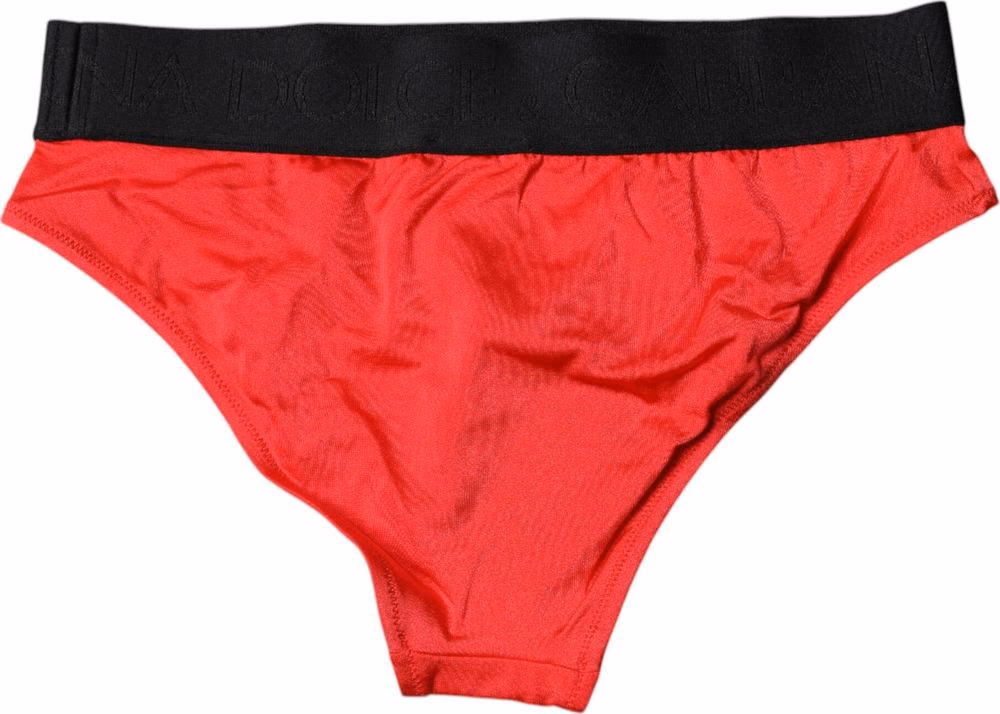 Dolce & Gabbana Red Nylon Stretch Mid Waist Panty Underwear