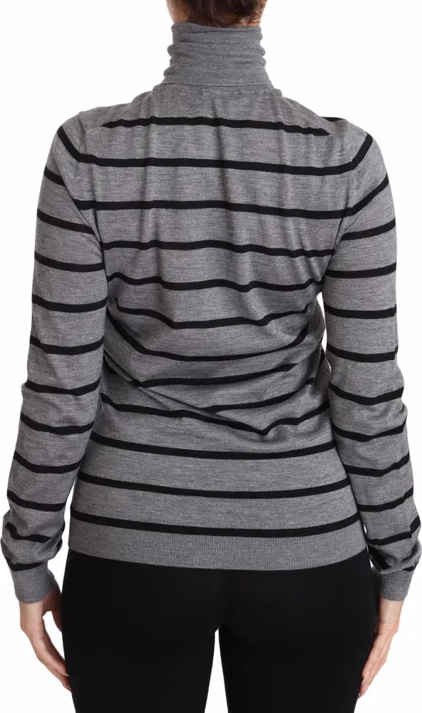 Dolce & Gabbana Gray Cashmere Silk Turtleneck Sweater