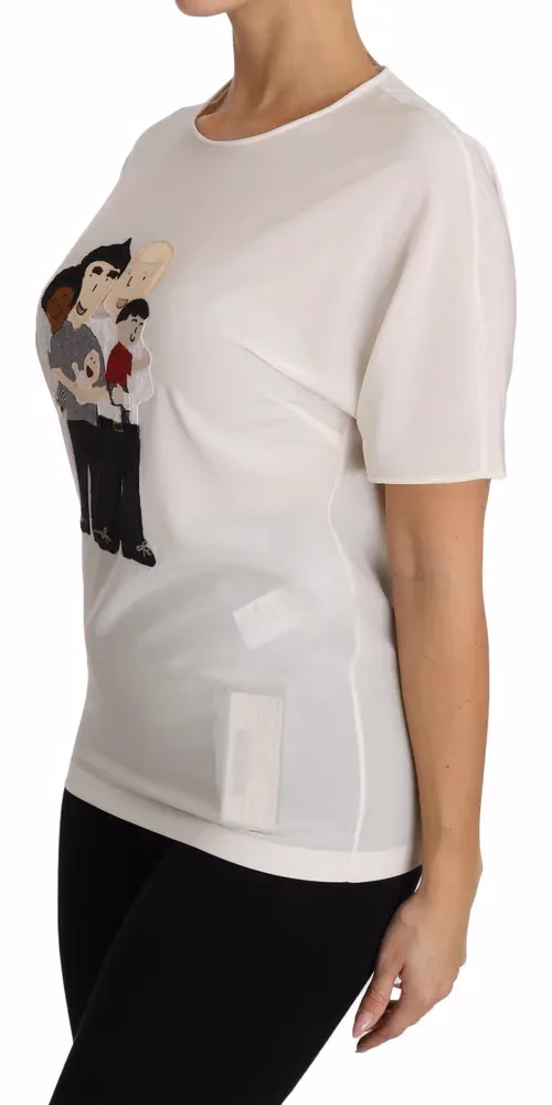 Dolce & Gabbana White Silk Stretch #dgfamily T-shirt