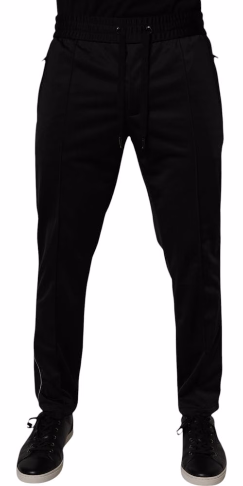 Dolce & Gabbana Black Polyester Men Jogger Sweatpants Pants
