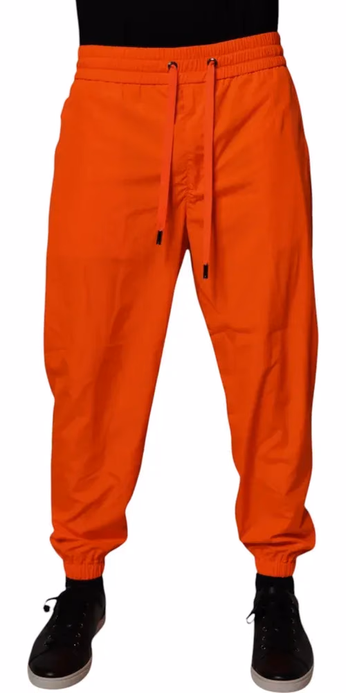 Dolce & Gabbana Orange Polyester Men Jogger Sweatpants Pants