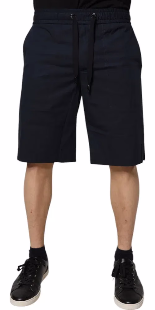 Dolce & Gabbana Dark Blue Cotton Bermuda Sweatshorts Shorts