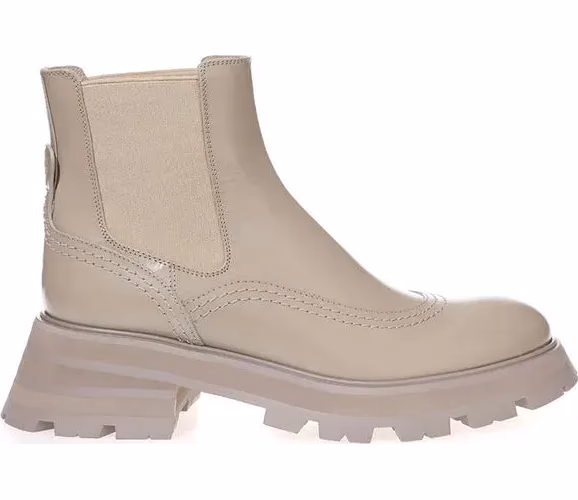 Alexander McQueen Beige Leather Chelsea Boots