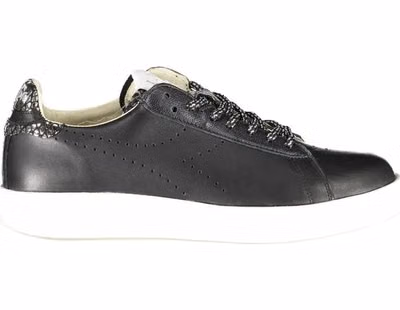Black Leather Women Sneaker