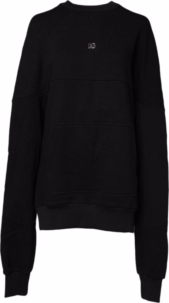 Dolce & Gabbana Black Cotton Crew Neck Sweatshirt Sweater