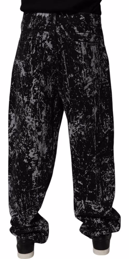 Dolce & Gabbana Dark Gray Tie Dye Cotton Straight Men Denim Jeans
