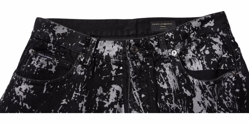 Dolce & Gabbana Dark Gray Tie Dye Cotton Straight Men Denim Jeans