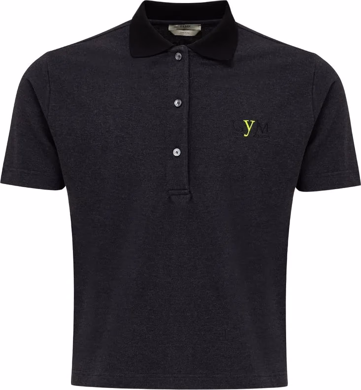 Fendi Black Cotton Polo Shirt