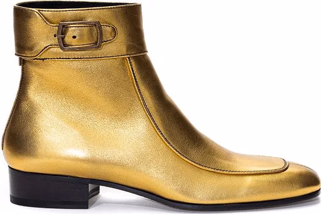 Saint Laurent Gold Leather Ankle Boots